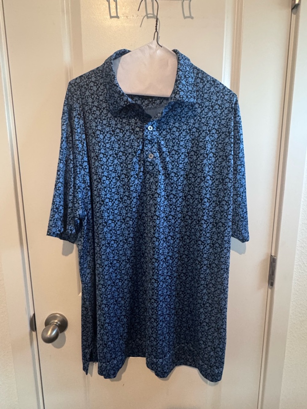 NWOT FootJoy Men's Moisture Wicking Blue Floral Polo Golf Shirt XL